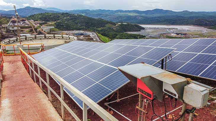 Sistema fotovoltaico da Milplan Engenharia, na mina de Brucutu, em Barão de Cocais, com redução no consumo de energia elétrica