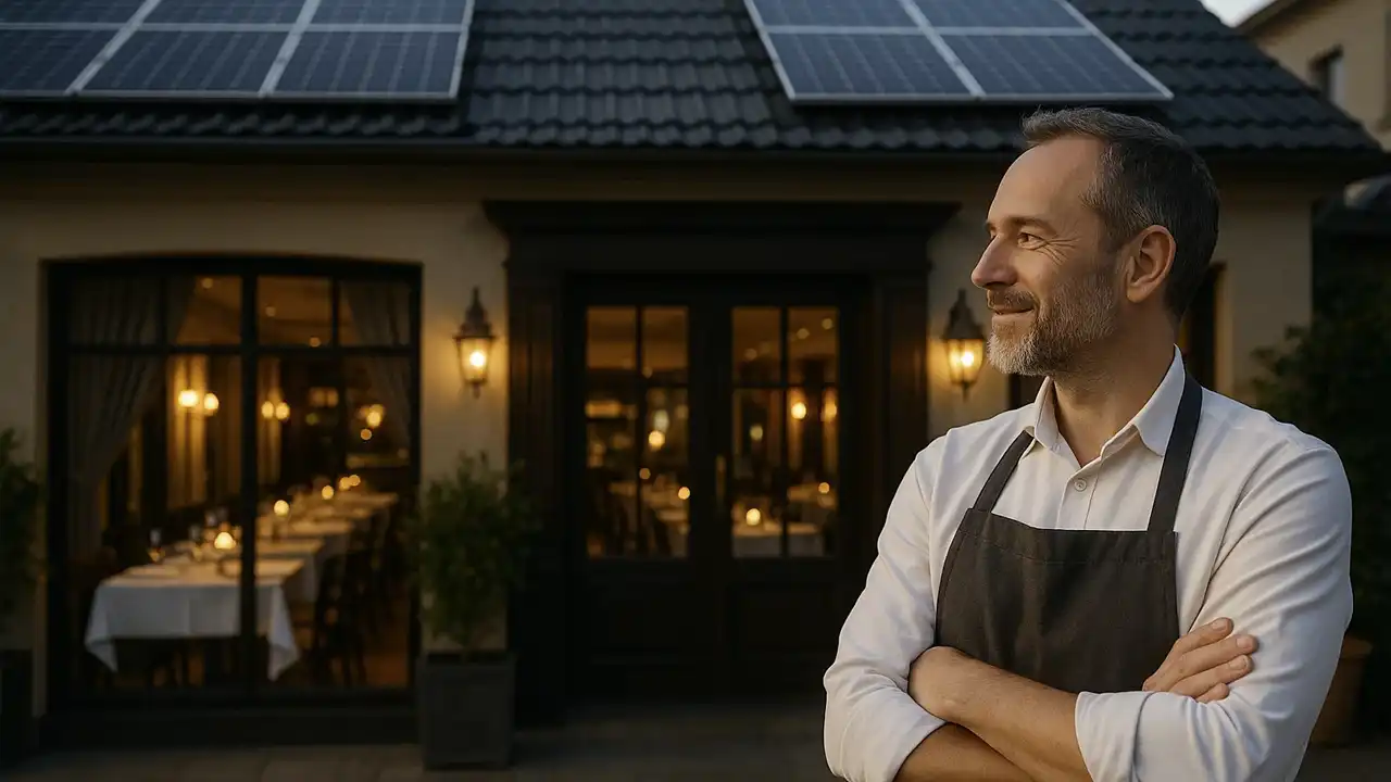 Energia solar com baterias para restaurantes e bares